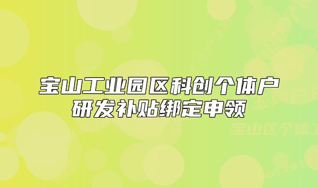 寶山工業(yè)園區(qū)科創(chuàng)個體戶研發(fā)補貼綁定申領(lǐng)