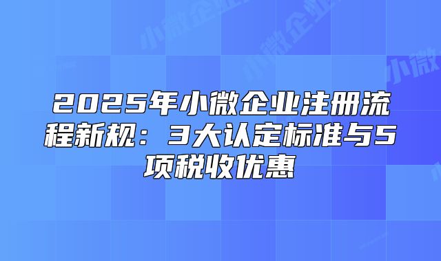 2025年小微企業(yè)注冊(cè)流程新規(guī)：3大認(rèn)定標(biāo)準(zhǔn)與5項(xiàng)稅收優(yōu)惠