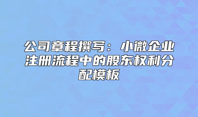 公司章程撰寫：小微企業(yè)注冊(cè)流程中的股東權(quán)利分配模板