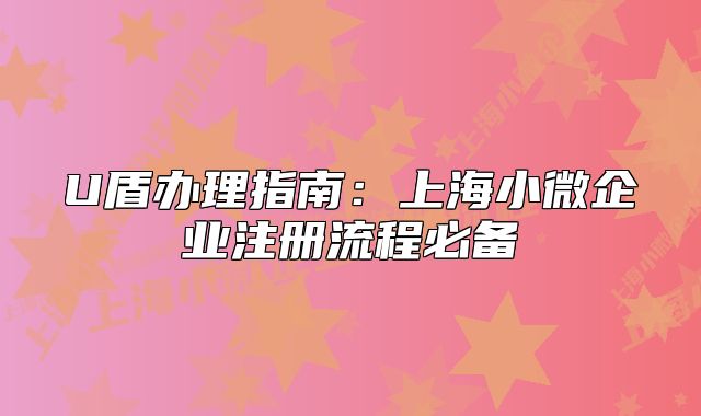 U盾辦理指南：上海小微企業(yè)注冊流程必備