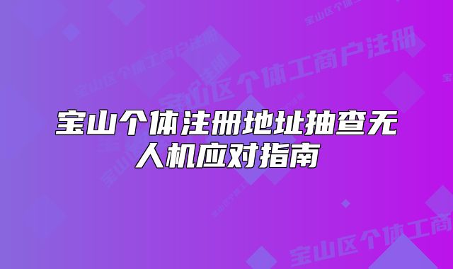 寶山個體注冊地址抽查無人機應對指南