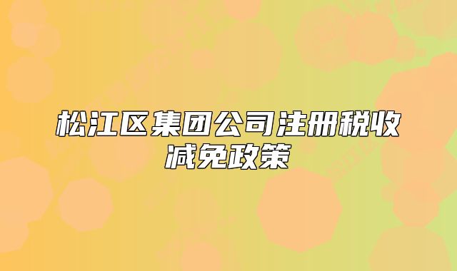 松江區(qū)集團(tuán)公司注冊(cè)稅收減免政策