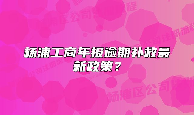 楊浦工商年報逾期補救最新政策？