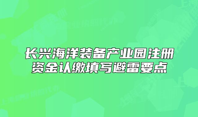 長興海洋裝備產(chǎn)業(yè)園注冊資金認(rèn)繳填寫避雷要點