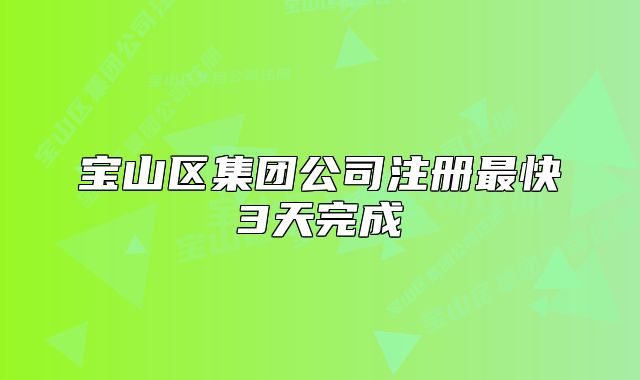 寶山區(qū)集團公司注冊最快3天完成