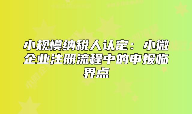 小規(guī)模納稅人認(rèn)定：小微企業(yè)注冊(cè)流程中的申報(bào)臨界點(diǎn)