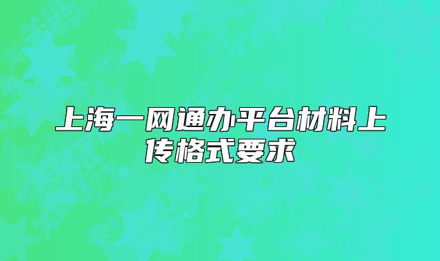上海一網(wǎng)通辦平臺材料上傳格式要求