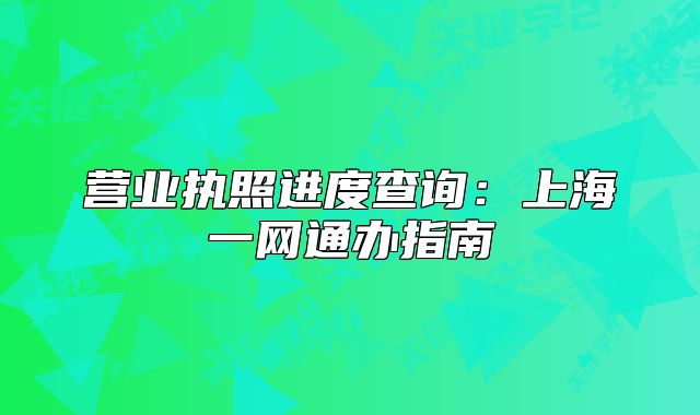 營業(yè)執(zhí)照進(jìn)度查詢：上海一網(wǎng)通辦指南