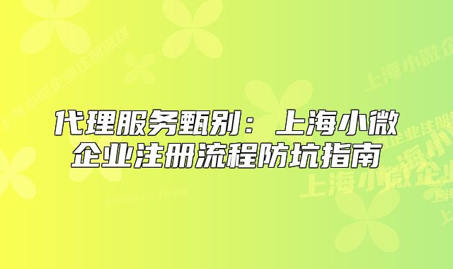 代理服務(wù)甄別：上海小微企業(yè)注冊流程防坑指南