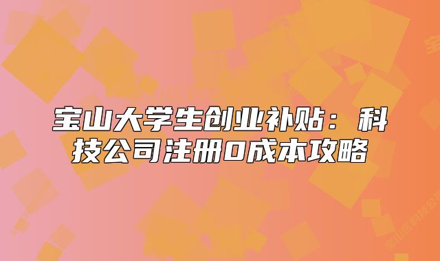 寶山大學(xué)生創(chuàng)業(yè)補(bǔ)貼：科技公司注冊(cè)0成本攻略