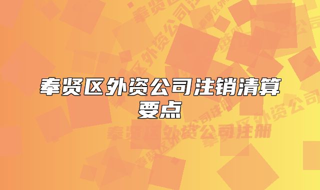 奉賢區(qū)外資公司注銷(xiāo)清算要點(diǎn)