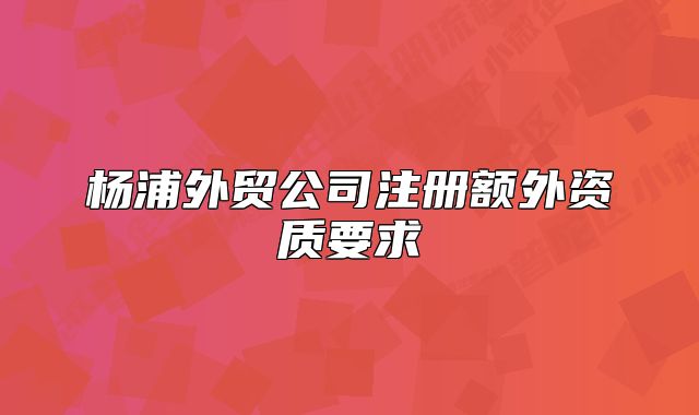 楊浦外貿(mào)公司注冊額外資質(zhì)要求