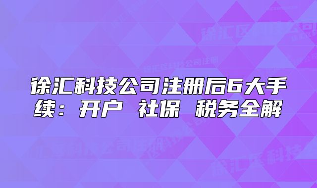 徐匯科技公司注冊(cè)后6大手續(xù)：開戶 社保 稅務(wù)全解