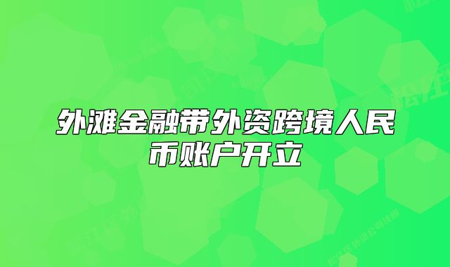 外灘金融帶外資跨境人民幣賬戶開立