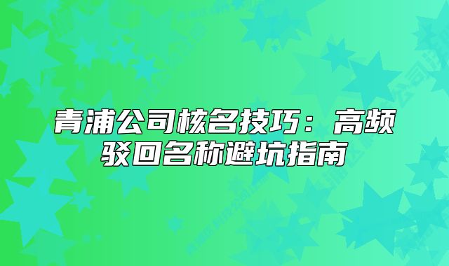 青浦公司核名技巧：高頻駁回名稱避坑指南