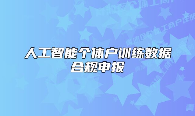 人工智能個(gè)體戶訓(xùn)練數(shù)據(jù)合規(guī)申報(bào)