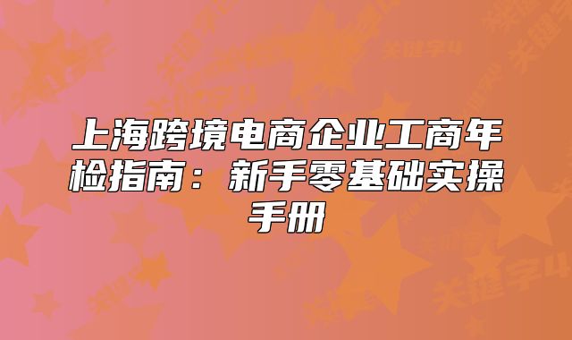 上?？缇畴娚唐髽I(yè)工商年檢指南：新手零基礎(chǔ)實(shí)操手冊(cè)
