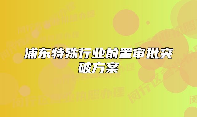 浦東特殊行業(yè)前置審批突破方案