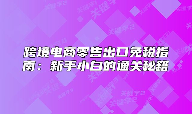 跨境電商零售出口免稅指南：新手小白的通關(guān)秘籍