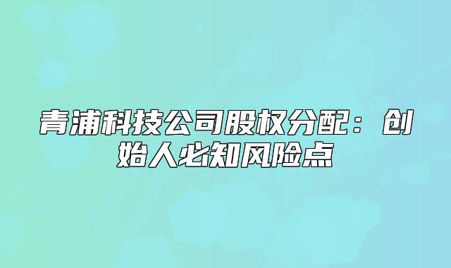 青浦科技公司股權(quán)分配：創(chuàng)始人必知風(fēng)險(xiǎn)點(diǎn)