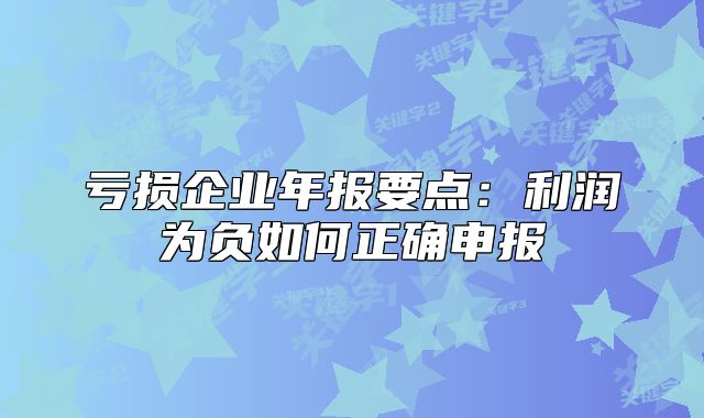 虧損企業(yè)年報要點：利潤為負如何正確申報