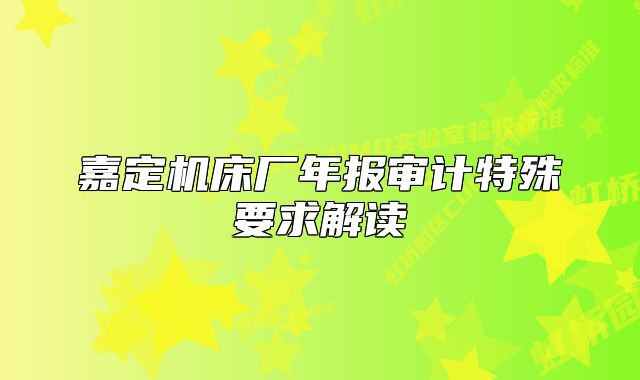 嘉定機床廠年報審計特殊要求解讀