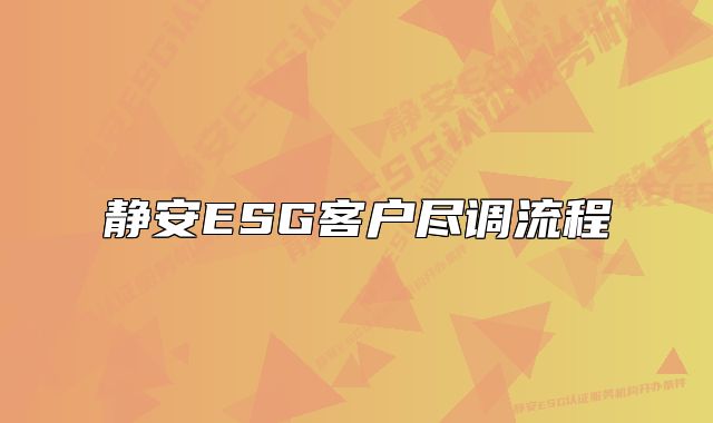 靜安ESG客戶盡調(diào)流程