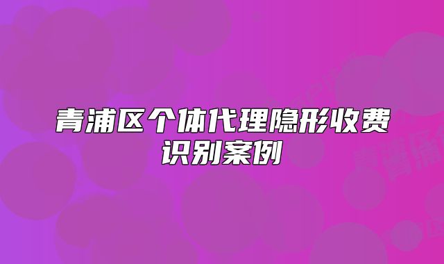 青浦區(qū)個(gè)體代理隱形收費(fèi)識(shí)別案例