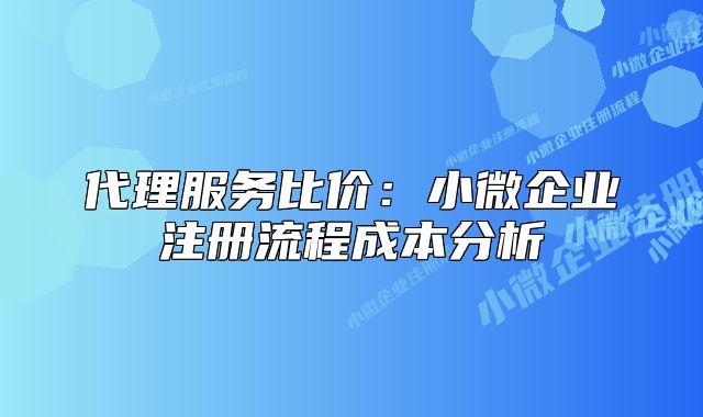 代理服務(wù)比價(jià)：小微企業(yè)注冊(cè)流程成本分析