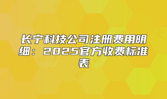 長寧科技公司注冊費(fèi)用明細(xì)：2025官方收費(fèi)標(biāo)準(zhǔn)表