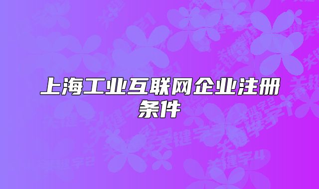 上海工業(yè)互聯(lián)網(wǎng)企業(yè)注冊(cè)條件