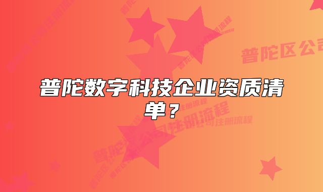 普陀數(shù)字科技企業(yè)資質(zhì)清單？