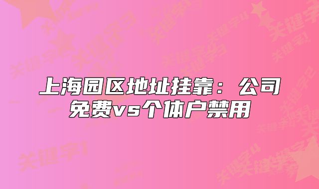 上海園區(qū)地址掛靠：公司免費vs個體戶禁用