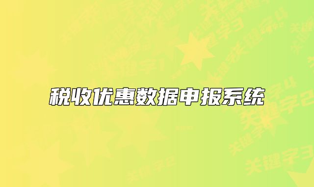 稅收優(yōu)惠數(shù)據(jù)申報系統(tǒng)