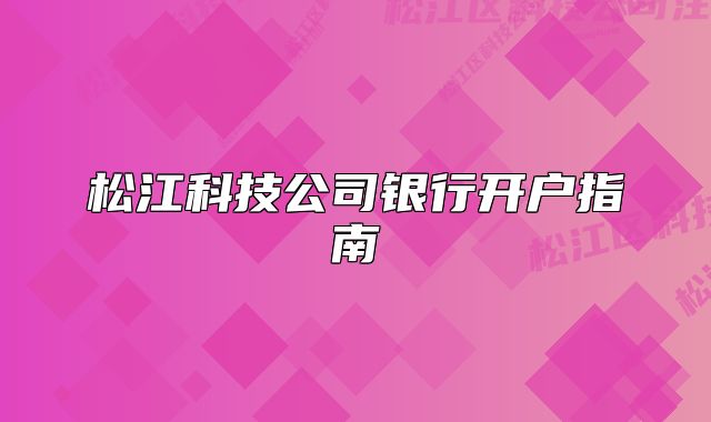 松江科技公司銀行開戶指南