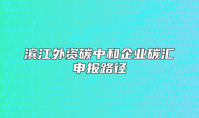 濱江外資碳中和企業(yè)碳匯申報(bào)路徑