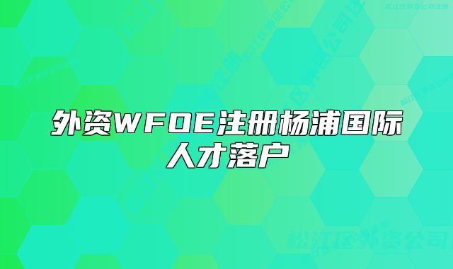 外資WFOE注冊(cè)楊浦國(guó)際人才落戶