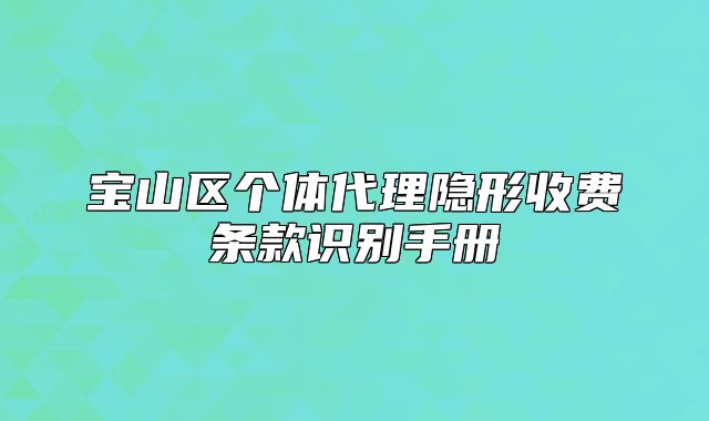 寶山區(qū)個體代理隱形收費條款識別手冊