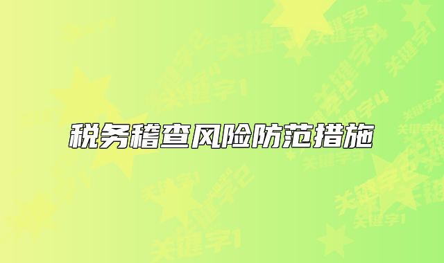 稅務(wù)稽查風(fēng)險(xiǎn)防范措施