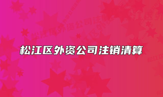 松江區(qū)外資公司注銷清算