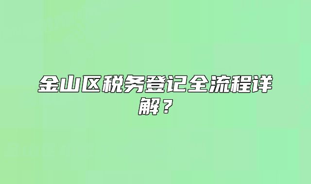 金山區(qū)稅務(wù)登記全流程詳解？