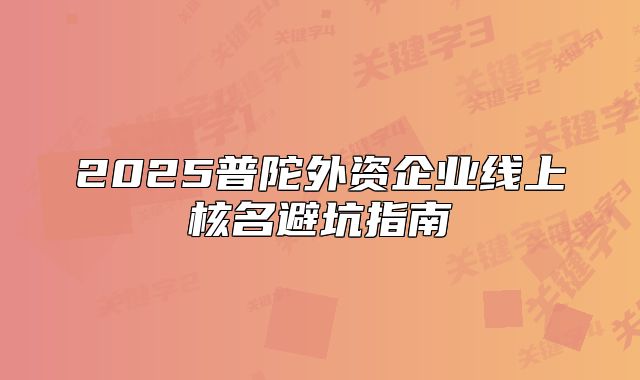 2025普陀外資企業(yè)線上核名避坑指南