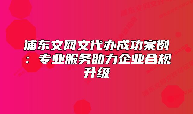 浦東文網(wǎng)文代辦成功案例：專業(yè)服務(wù)助力企業(yè)合規(guī)升級(jí)