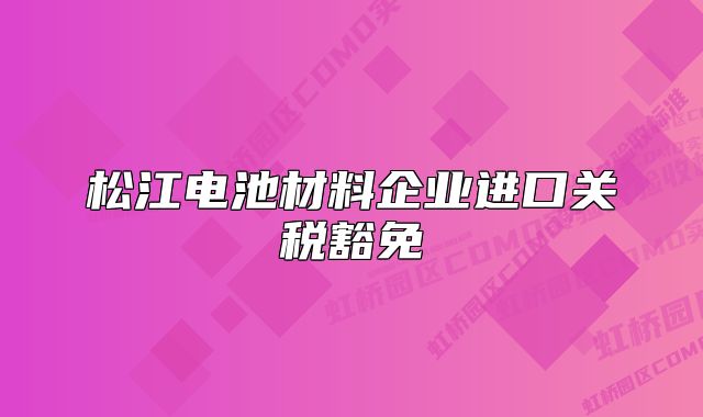 松江電池材料企業(yè)進(jìn)口關(guān)稅豁免
