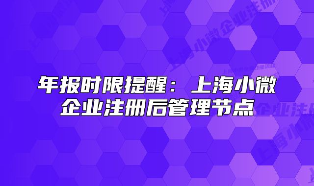 年報(bào)時(shí)限提醒：上海小微企業(yè)注冊后管理節(jié)點(diǎn)