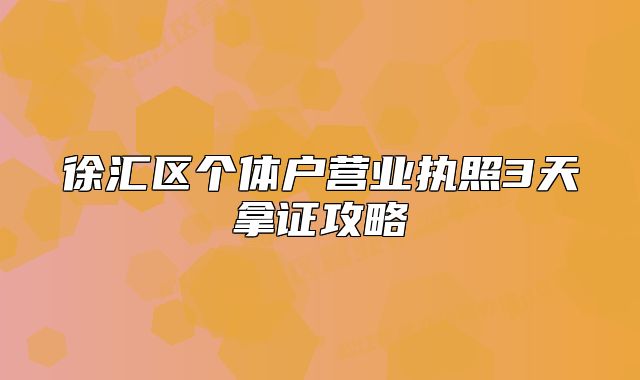 徐匯區(qū)個體戶營業(yè)執(zhí)照3天拿證攻略