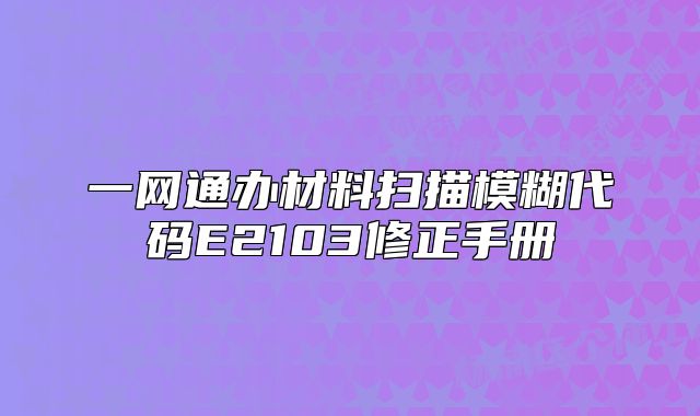 一網(wǎng)通辦材料掃描模糊代碼E2103修正手冊