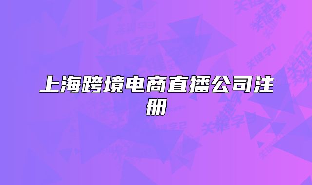 上海跨境電商直播公司注冊