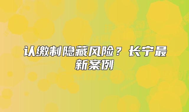 認繳制隱藏風險？長寧最新案例