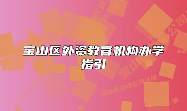 寶山區(qū)外資教育機構(gòu)辦學(xué)指引
